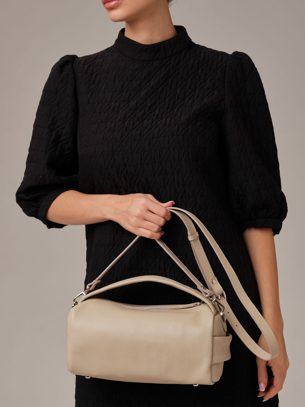 Кожаная сумка Solea DBR 31365 бежевая пудра  фото 4