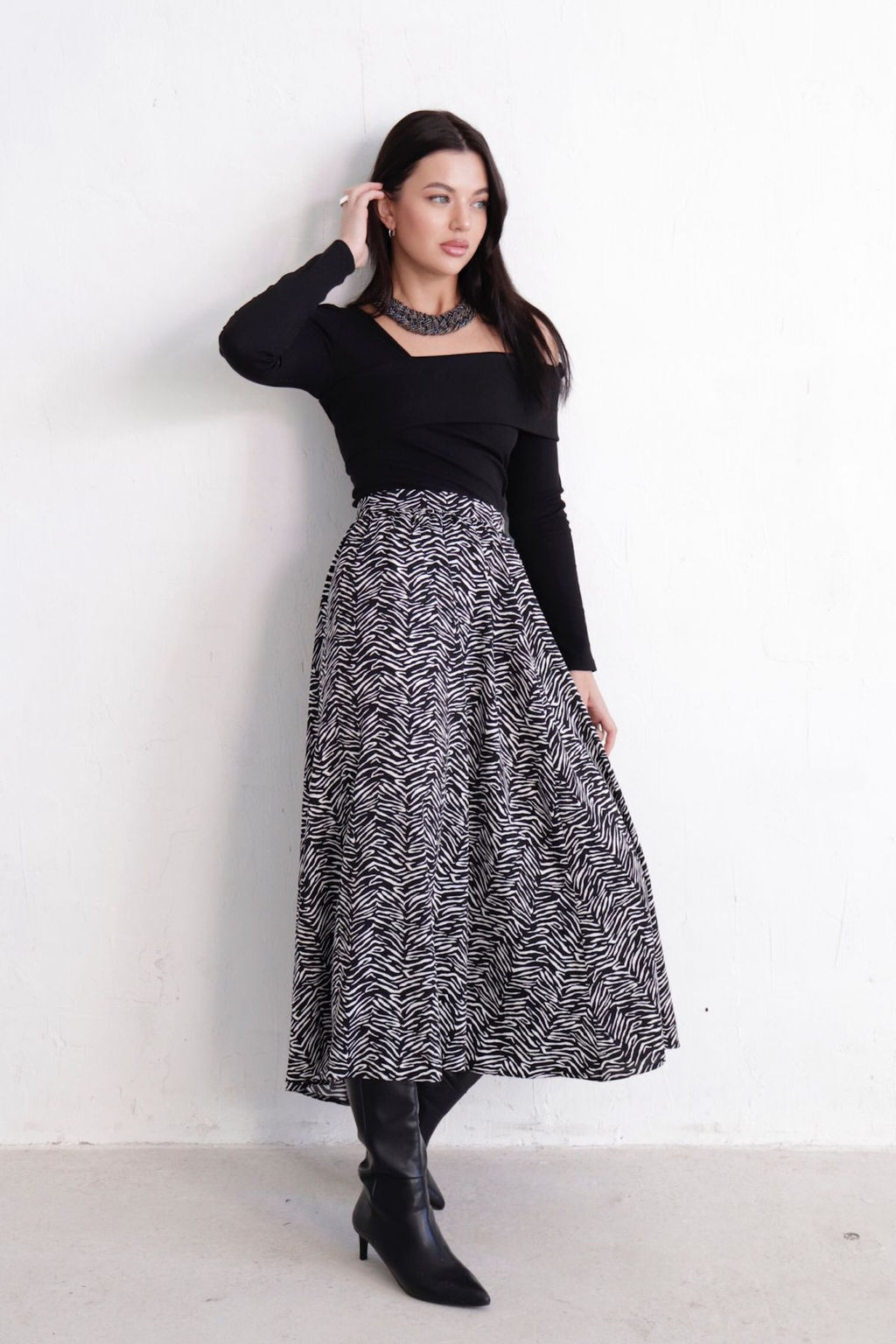 11314 Юбка А-силуэта чёрно-белая - Martichelli фото 4