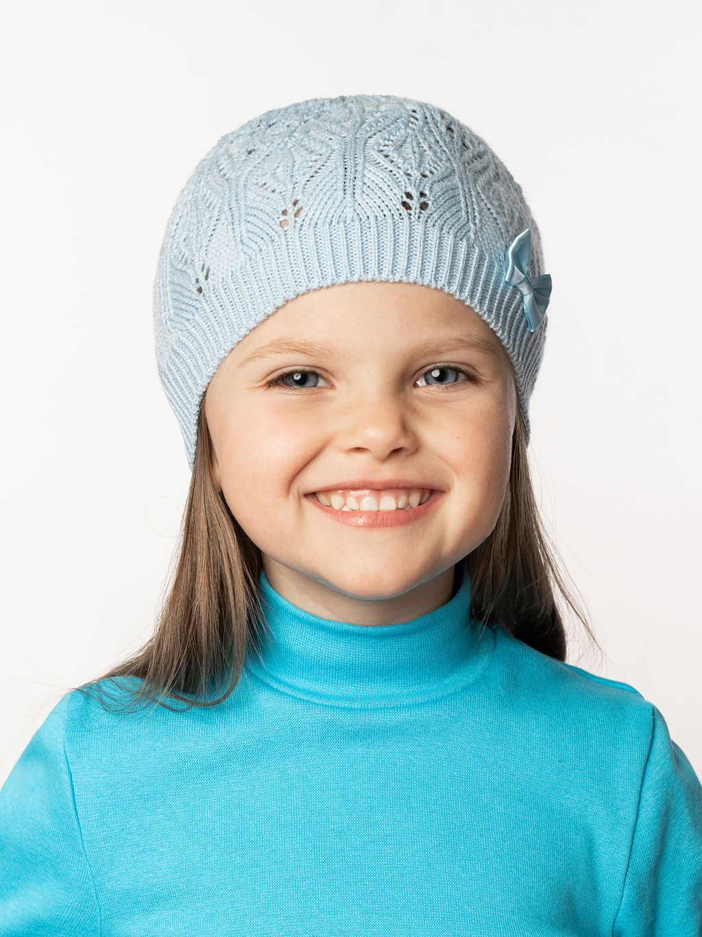 Шапка вязаная детская Коса голубая - Arctic kids фото 3