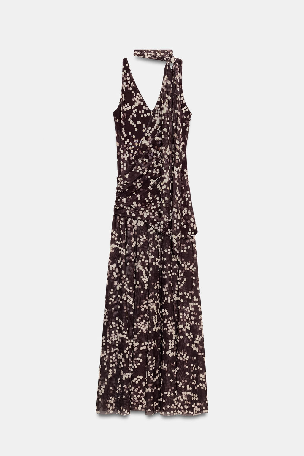 VESTIDO LARGO TUL LUNARES / Marr?n / Crudo - Zara фото 7