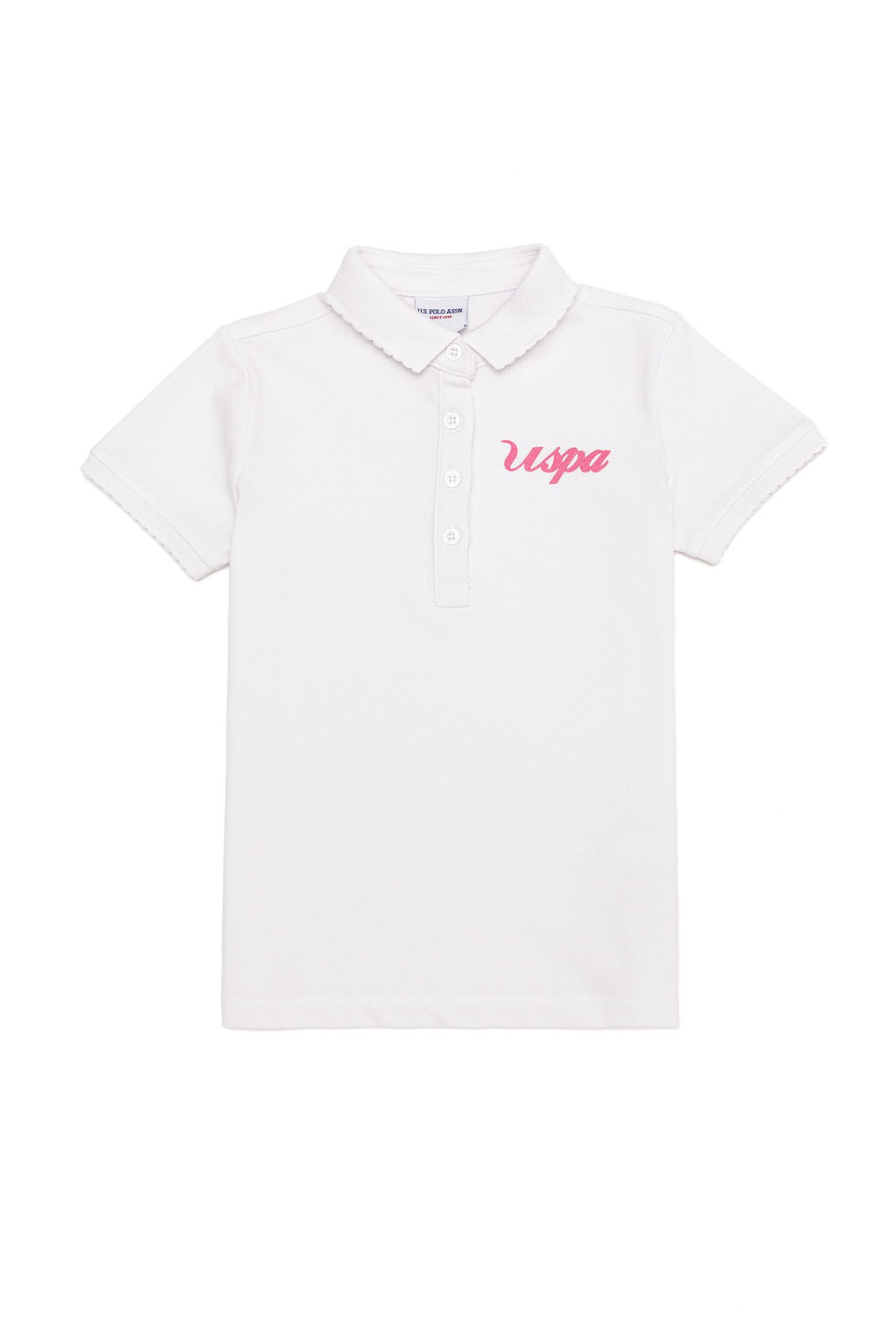 Белая базовая футболка с воротником-поло для девочек Неожиданная скидка в корзине