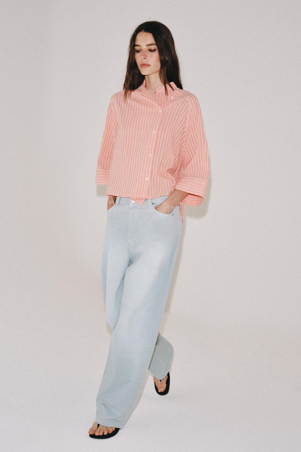 CAMISA ASIM?TRICA RAYAS ZW COLLECTION / Salm?n