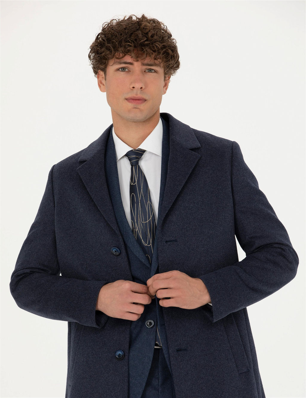 _ndigo Y_n Kar___ml_ Ekstra Slim Fit Ka_e Kaban - Pierre cardin фото 3