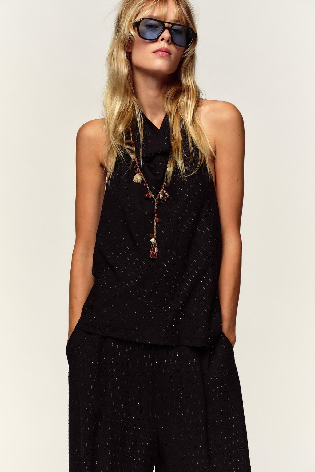METALLIC THREAD HALTER TOP - Zara фото 2