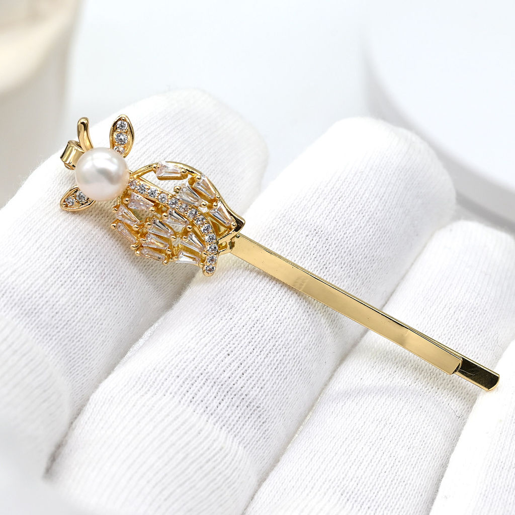 Заколка для волос с жемчугом 12*60мм