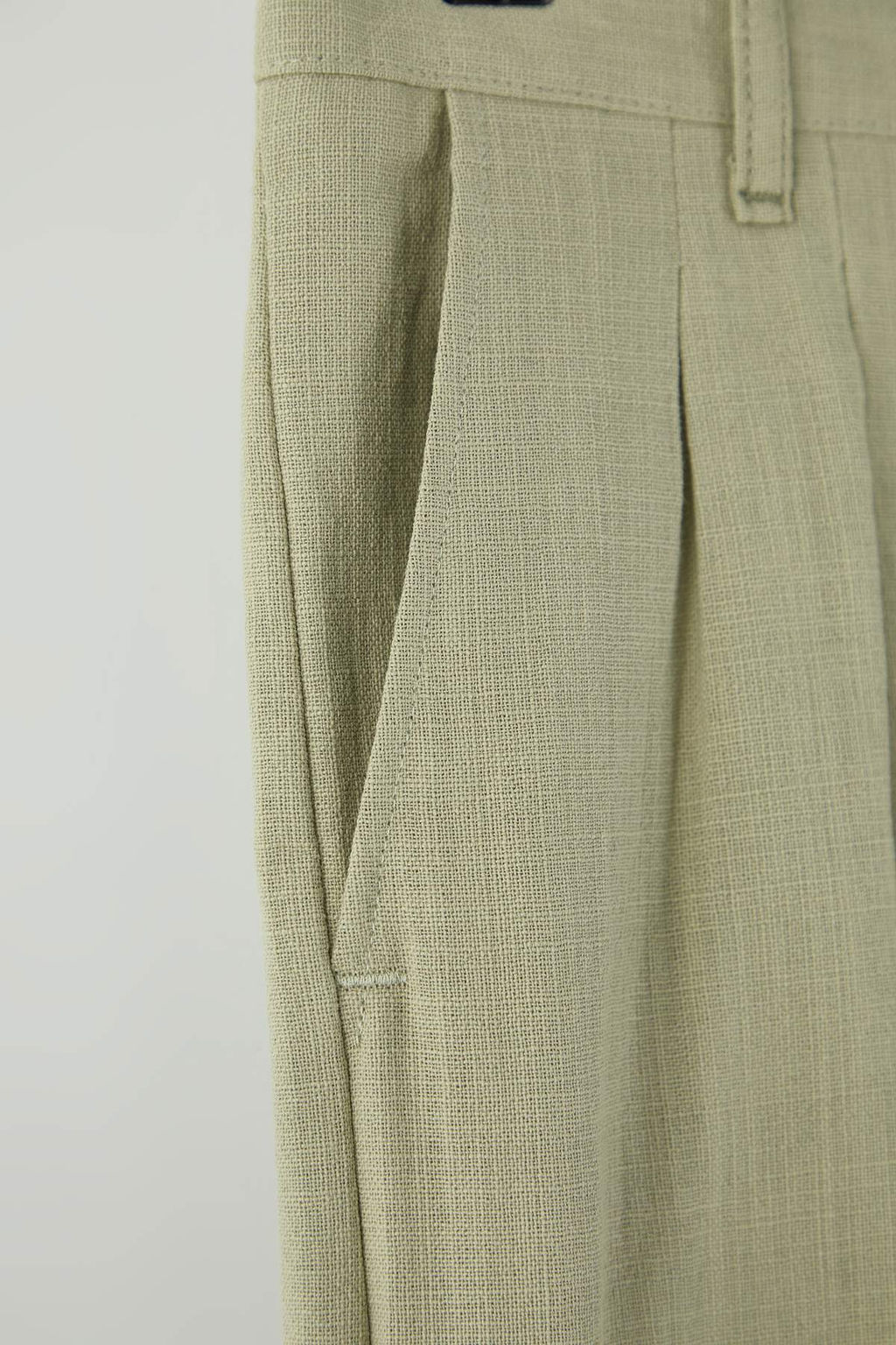 Ac?k Haki Keten Gorunumlu Erkek Pantolon TMNAW26PL00003