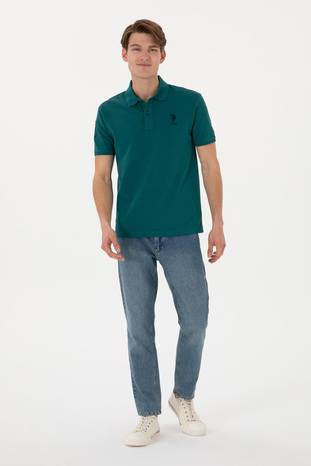 Erkek Slim Fit Polo Yaka Koyu Ye_il Basic Ti__rt Sepette S_rpriz _ndirim - U.s. polo assn фото 12