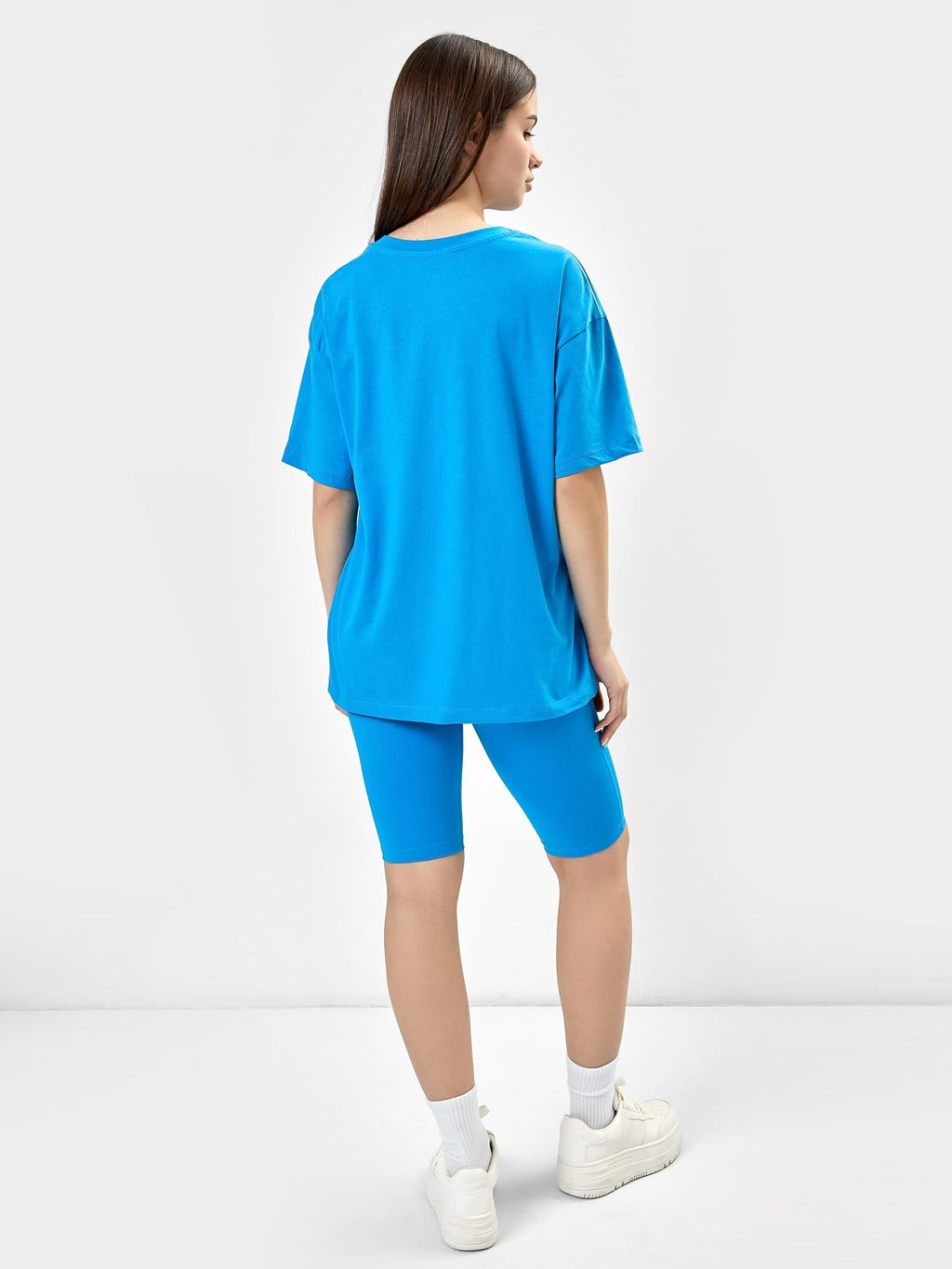 Комплект женский синий (футболка, шорты-велосипедки) синий +печать 372387 - Mark formelle фото 3