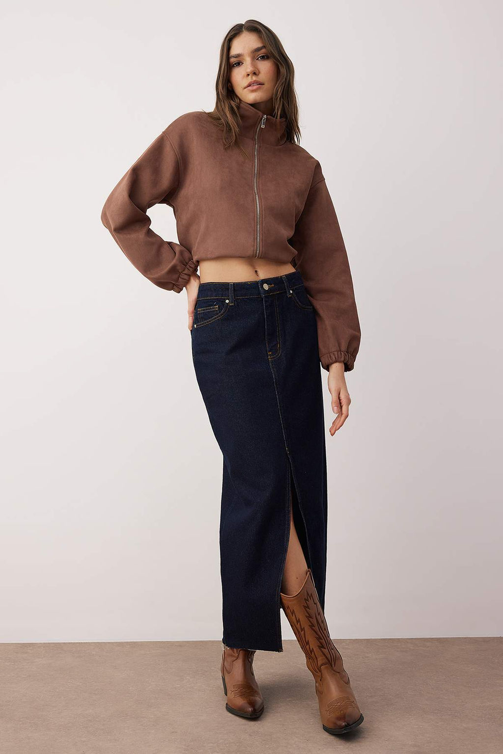 TRENDYOLMILLA Siyah More Sustainable Y?rtmacl? Maxi Denim Etek TWOSS23ET00290 фото 19