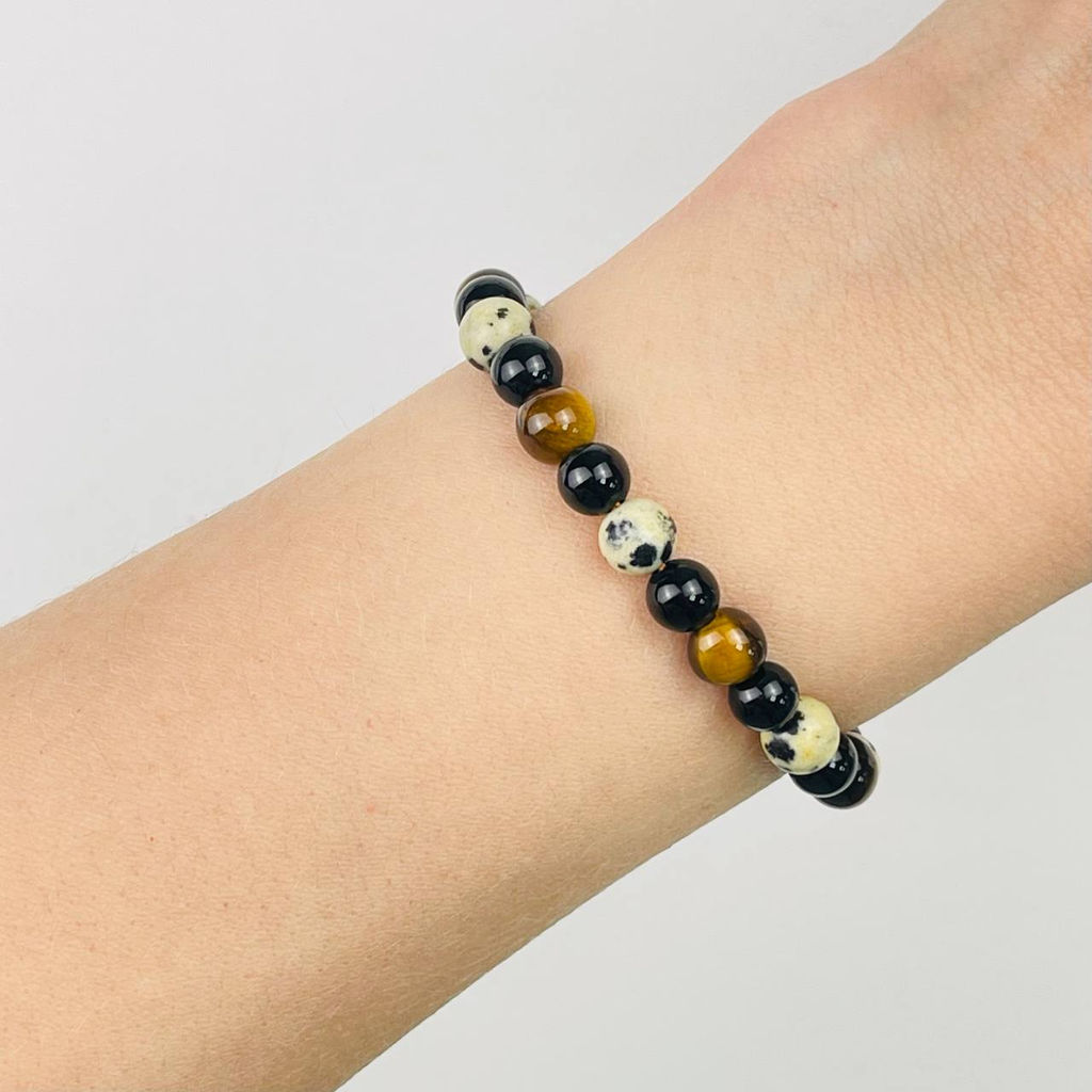 Браслет "Стихия Земля" из Агата, Тигрового глаза и Яшмы 16 см