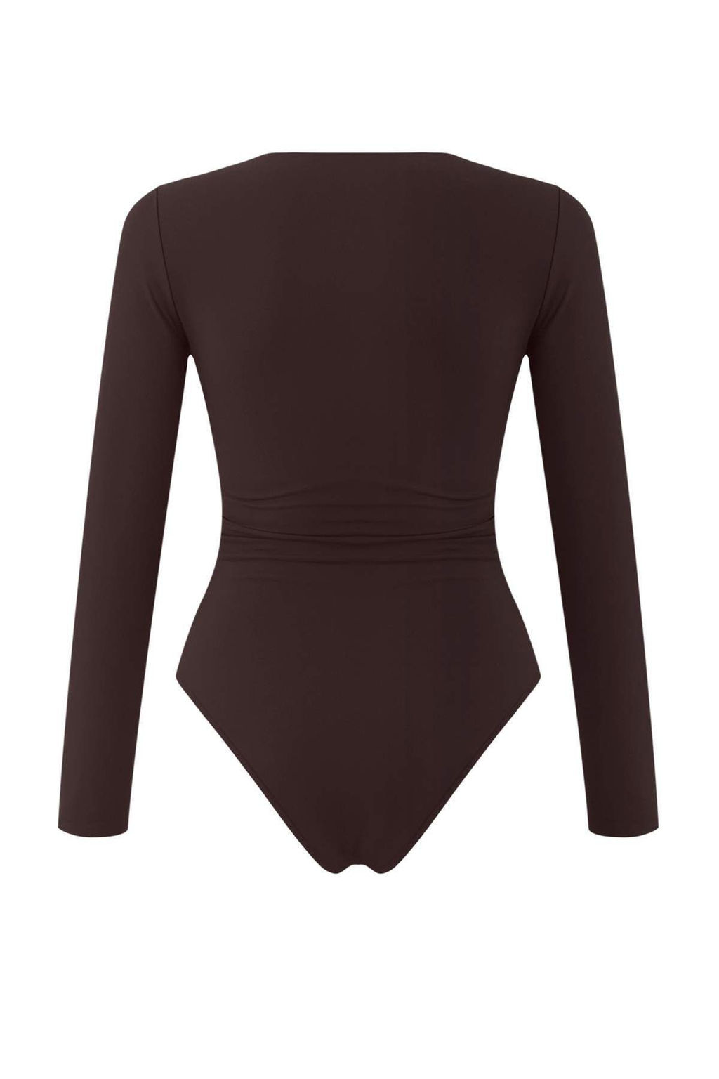 Kahverengi Aksesuar Detayl? V Yaka Vucuda Oturan Esnek Orme Alttan C?tc?tl? Body TWOAW26BD00002