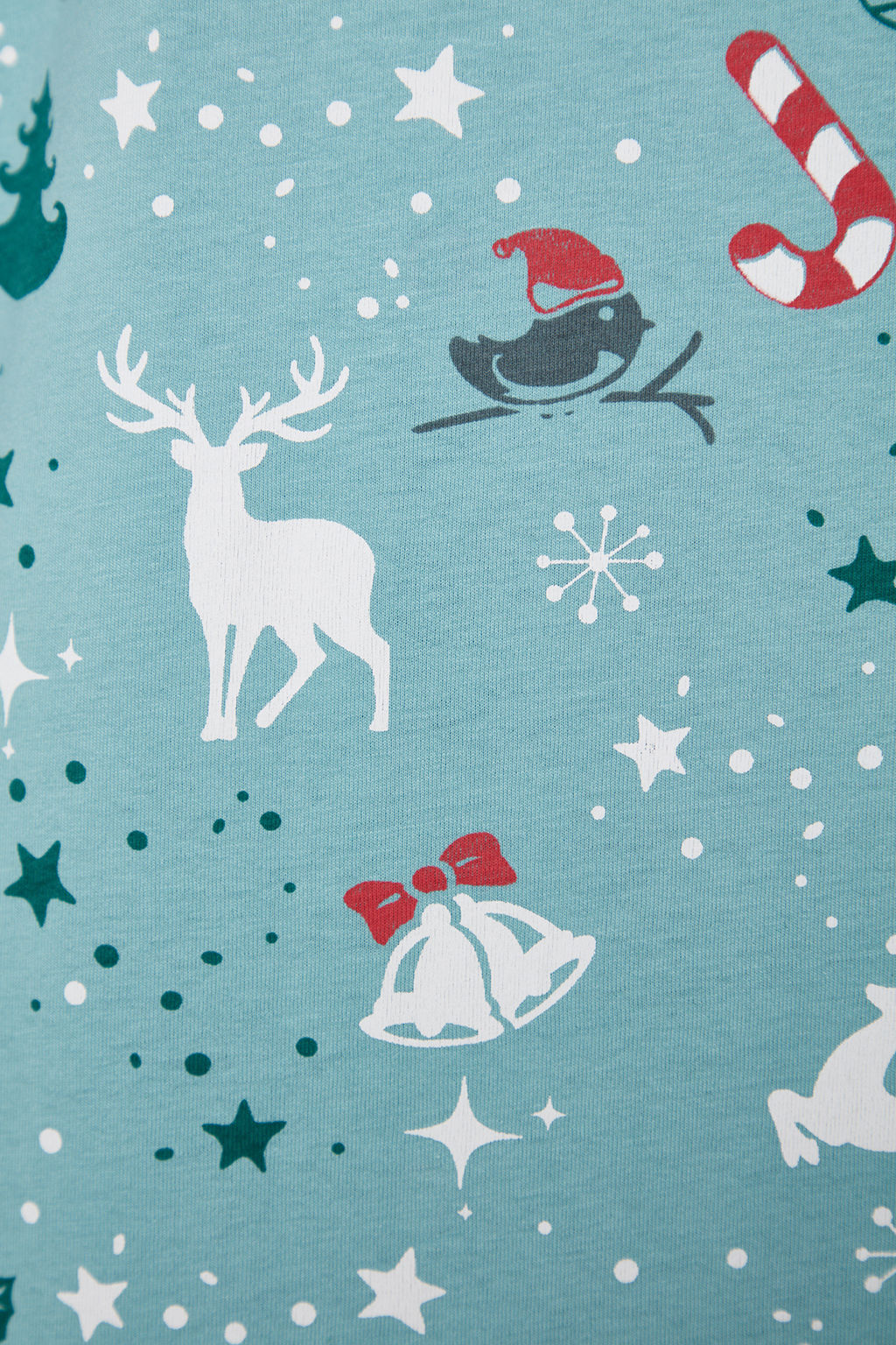 Turkuaz %100 Pamuk K?s Temal? Orme Pijama Tak?m? THMAW22PT1211 - Trendyolmilla фото 8