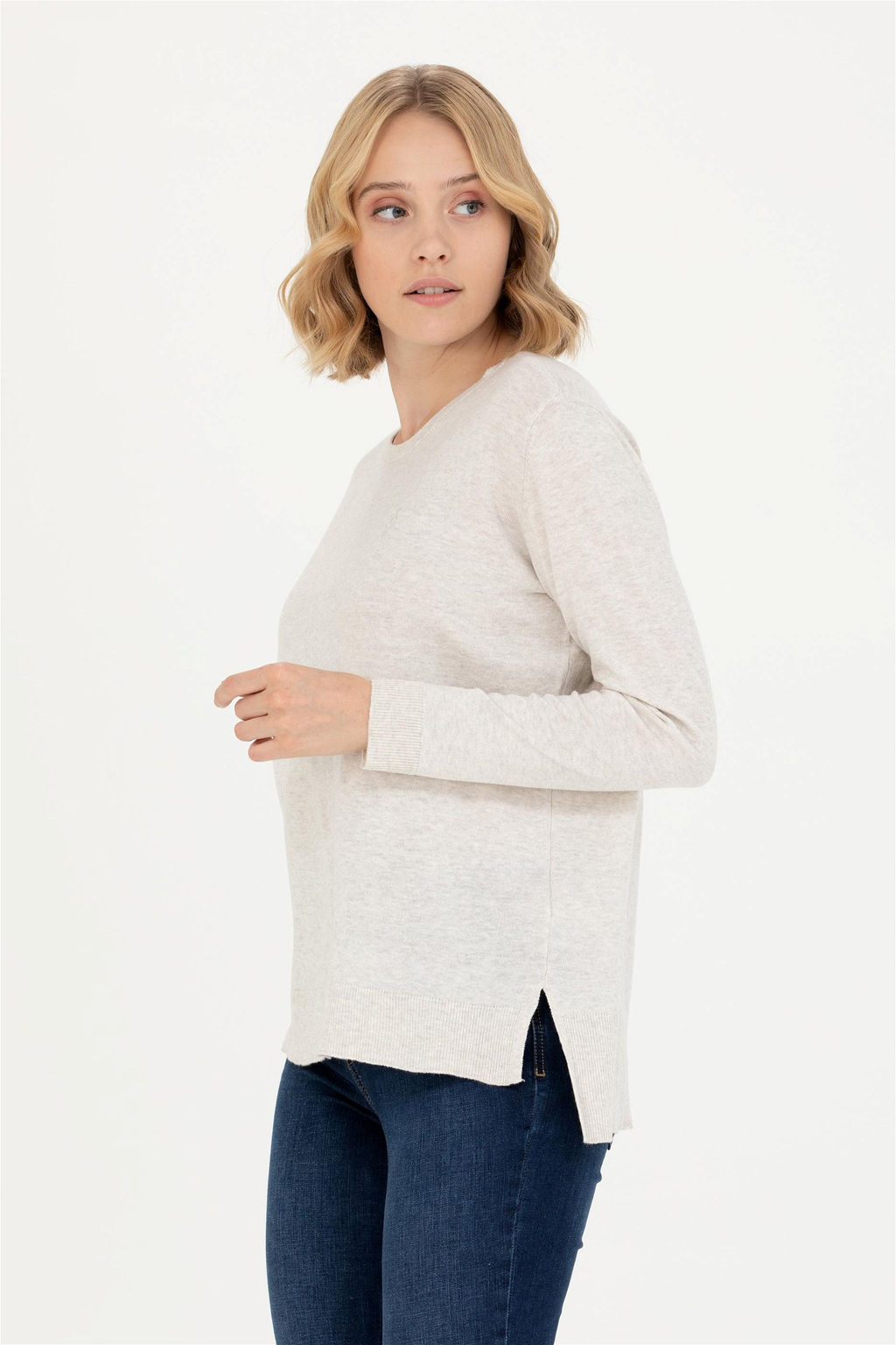 U. S. Polo Assn Женский базовый свитер с круглым вырезом и каменным меланжом - U.s. polo assn фото 3
