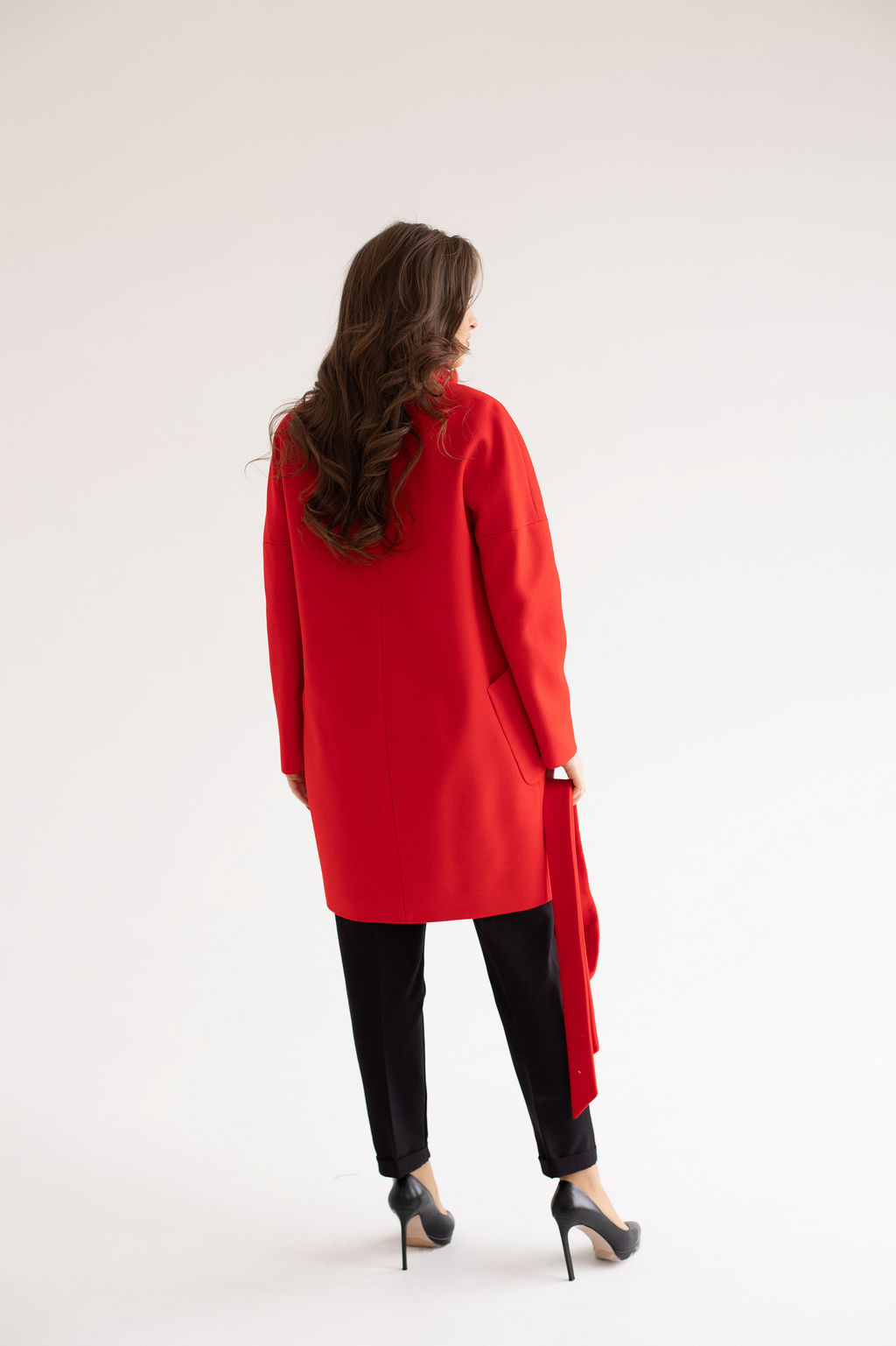 Пальто 19101/пояс (красный)