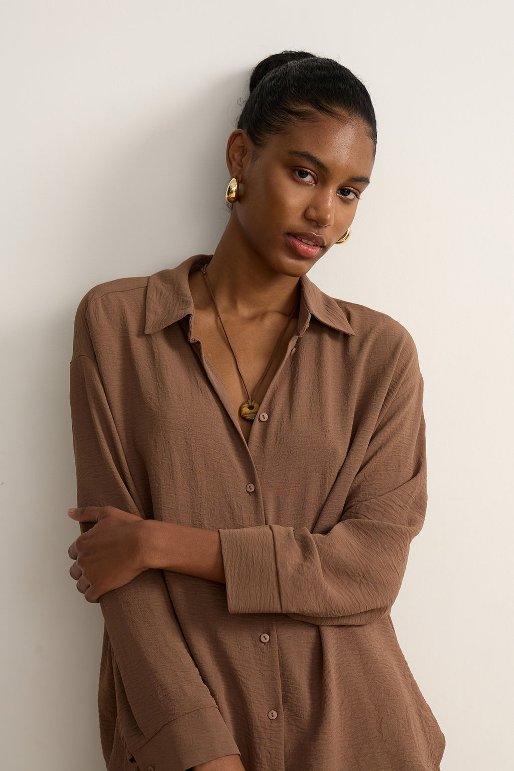 Рубашка оверсайз из жатого хлопка - Mollis фото 4