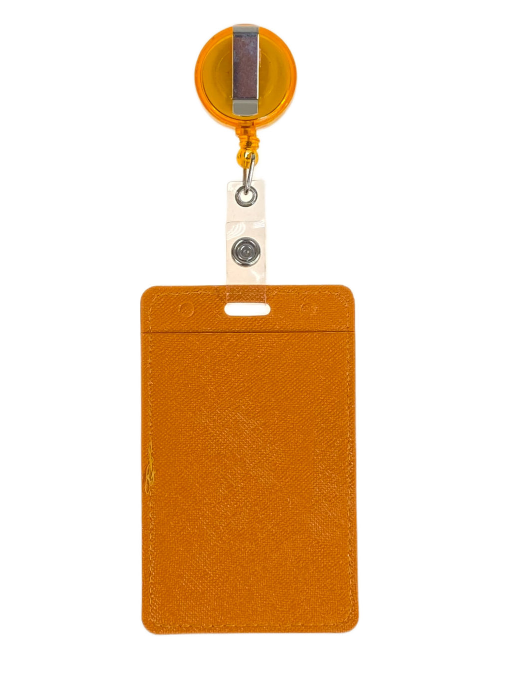 Бейдж с лентой на рулетке вертикальный, цвет оранжевый - Greta фото 2