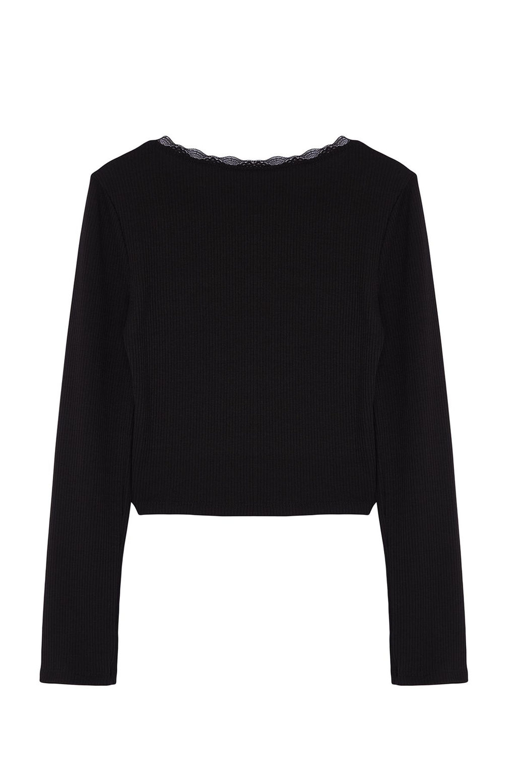Trendyolmilla Siyah Kare Yaka Dantel Detayl? Crop/K?sa Orme Bluz TWOAW25BZ00007  фото 12