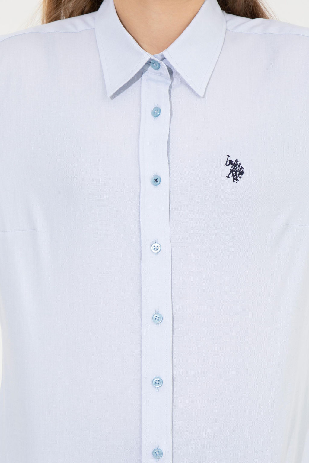 U. S. Polo Assn Женская голубая базовая рубашка с длинным рукавом - U.s. polo assn фото 18