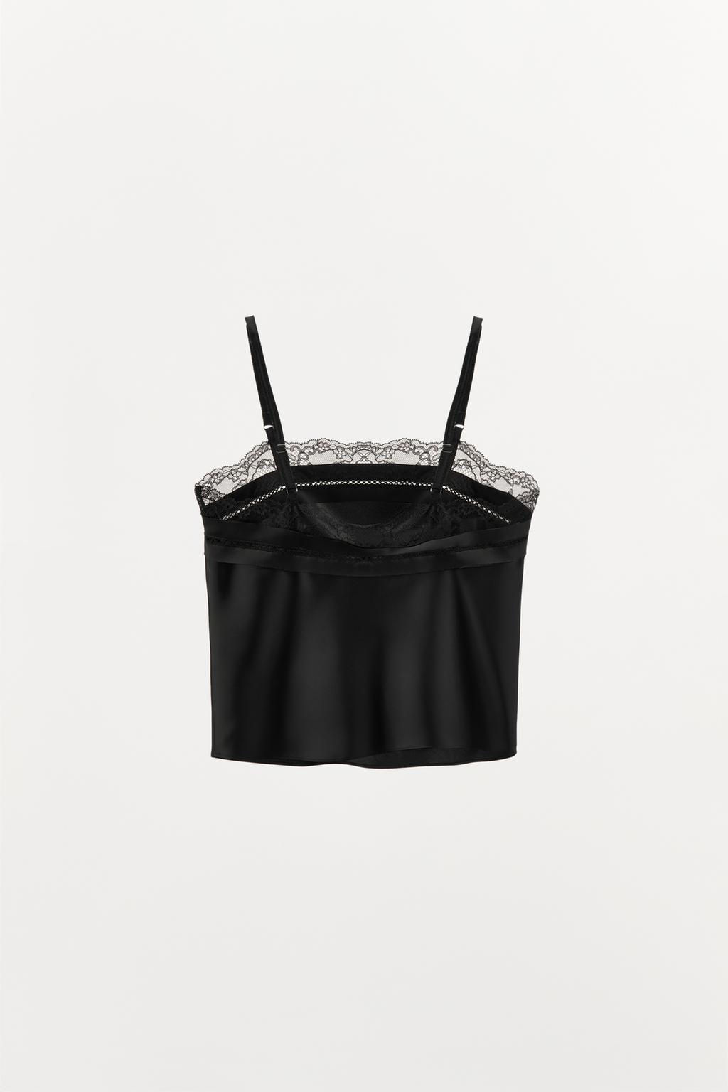 SATIN TOP WITH LACE INSERTS - Zara фото 5