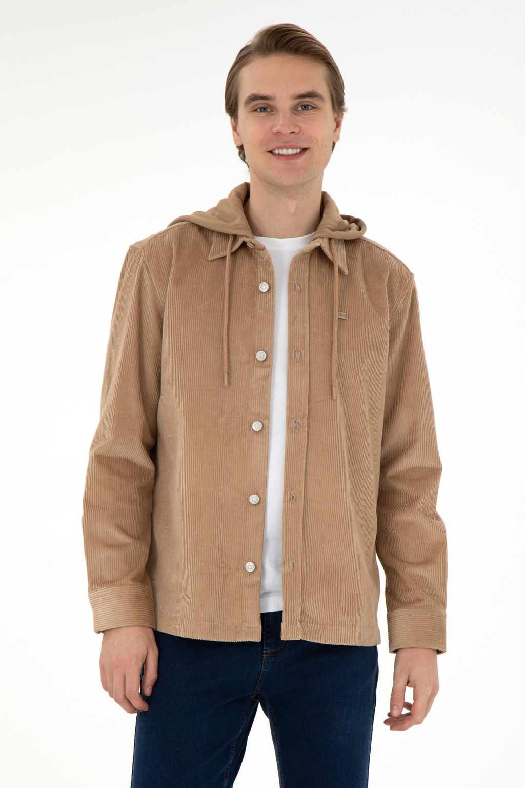 Мужская рубашка светло-коричневого цвета с длинным рукавом Неожиданная скидка в корзине