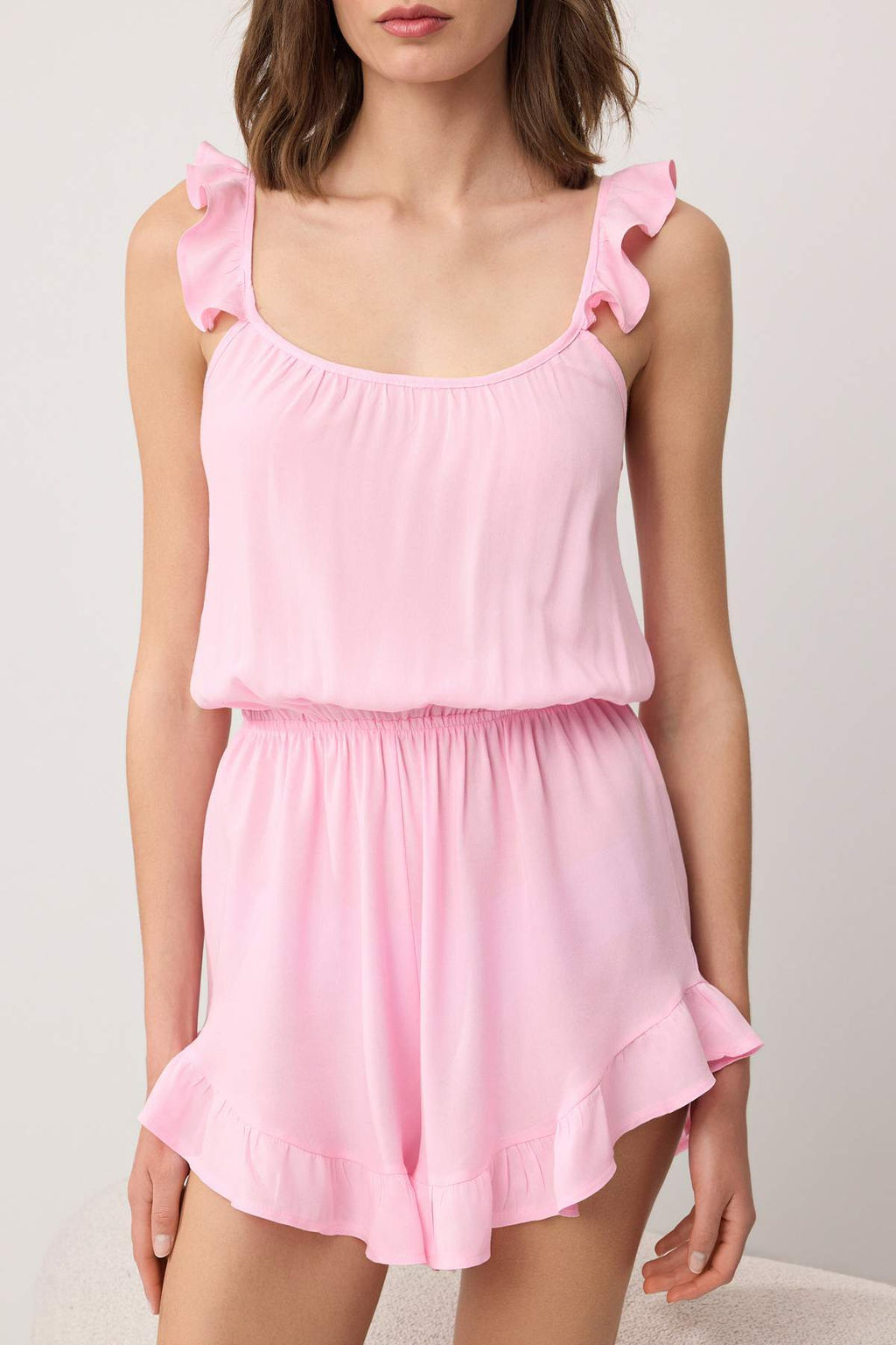 Pembe 100% Viskoz Duz Shally Dokuma Tulum THMSS26TU00003 - Trendyolmilla фото 3