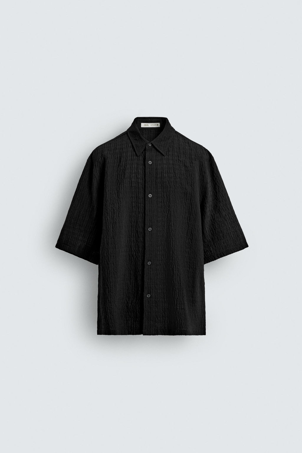 CAMISA RELAXED FIT JACQUARD CUADROS / Negro - Zara фото 6
