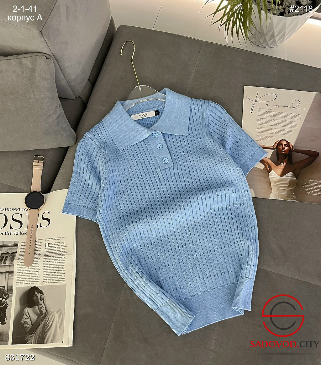 Женская футболка поло однотонная