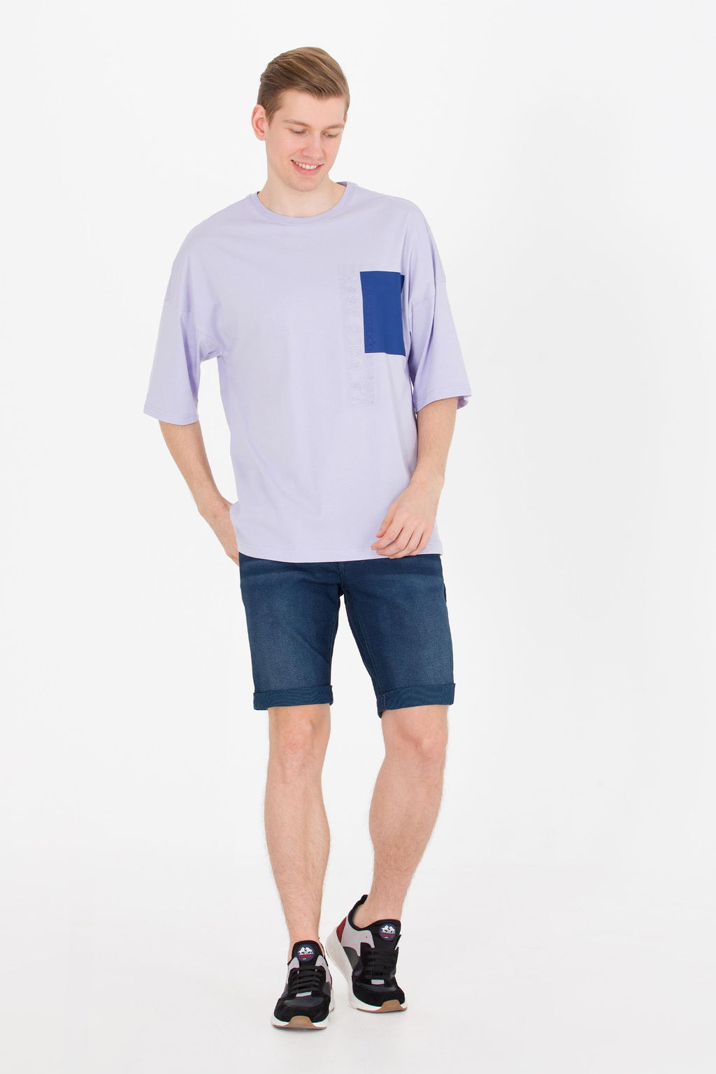 U. S. Polo Assn Мужская сиреневая футболка оверсайз с круглым вырезом - U.s. polo assn фото 3