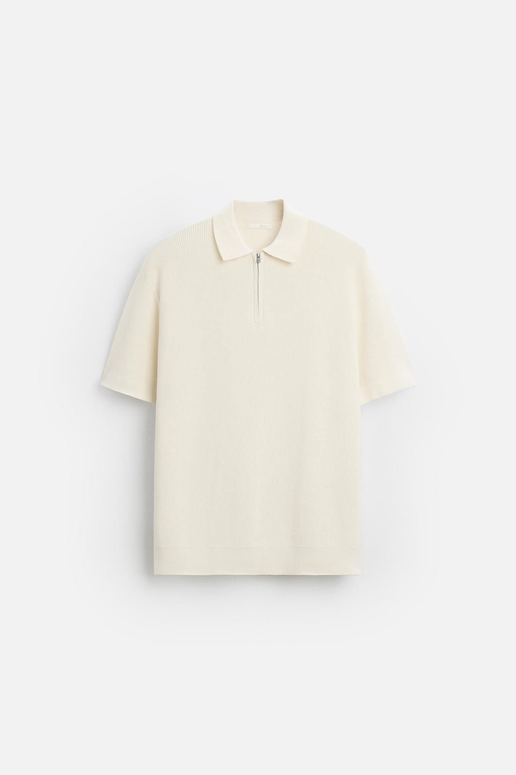 PEARL KNIT POLO SHIRT WITH ZIP - Zara фото 14