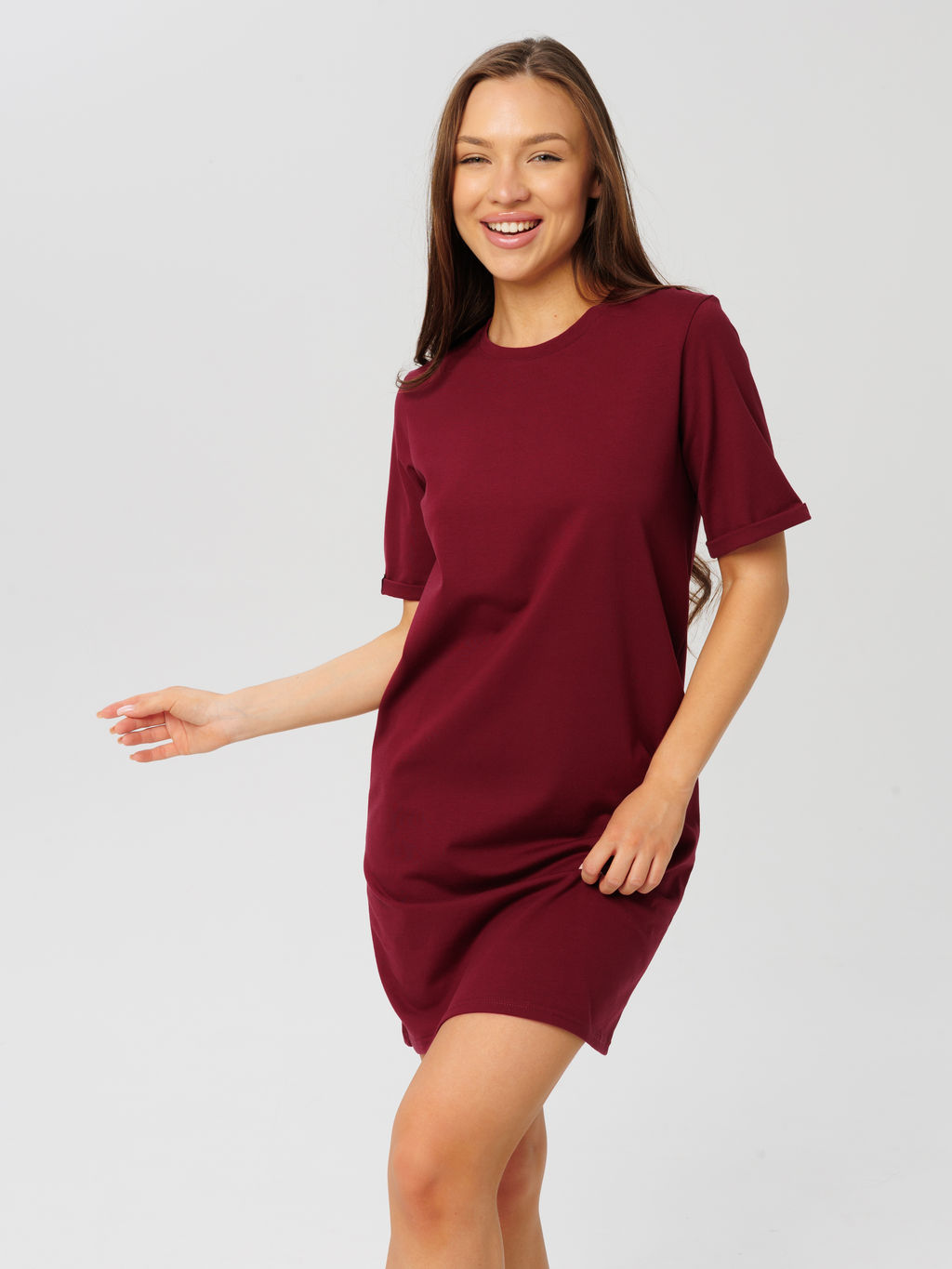 Трикотажное платье LINGEAMO темно-бордовое ВП-05 (28)