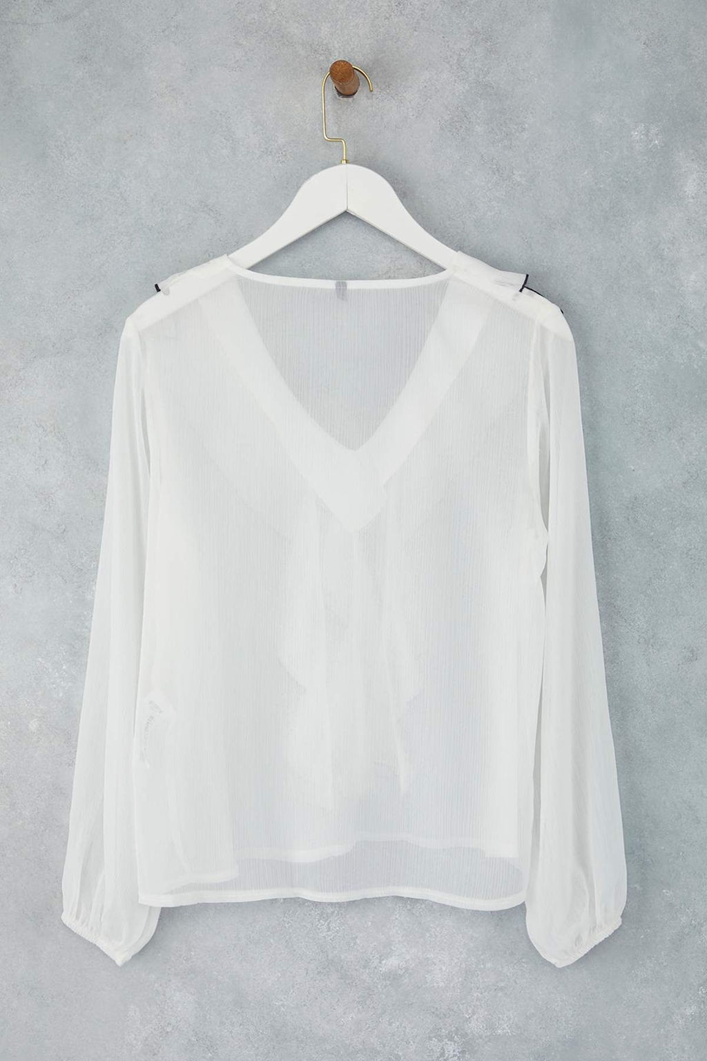 Ekru Contrast Biyeli Boho Dokuma Bluz TWOAW26BZ00144