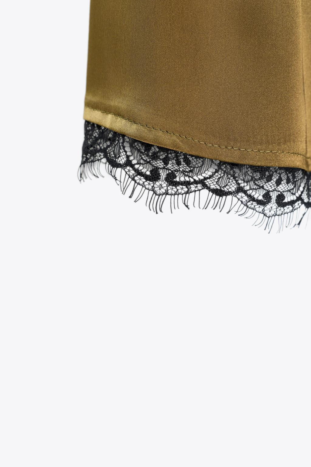 SATIN BERMUDA SHORTS WITH LACE TRIM - Zara фото 5