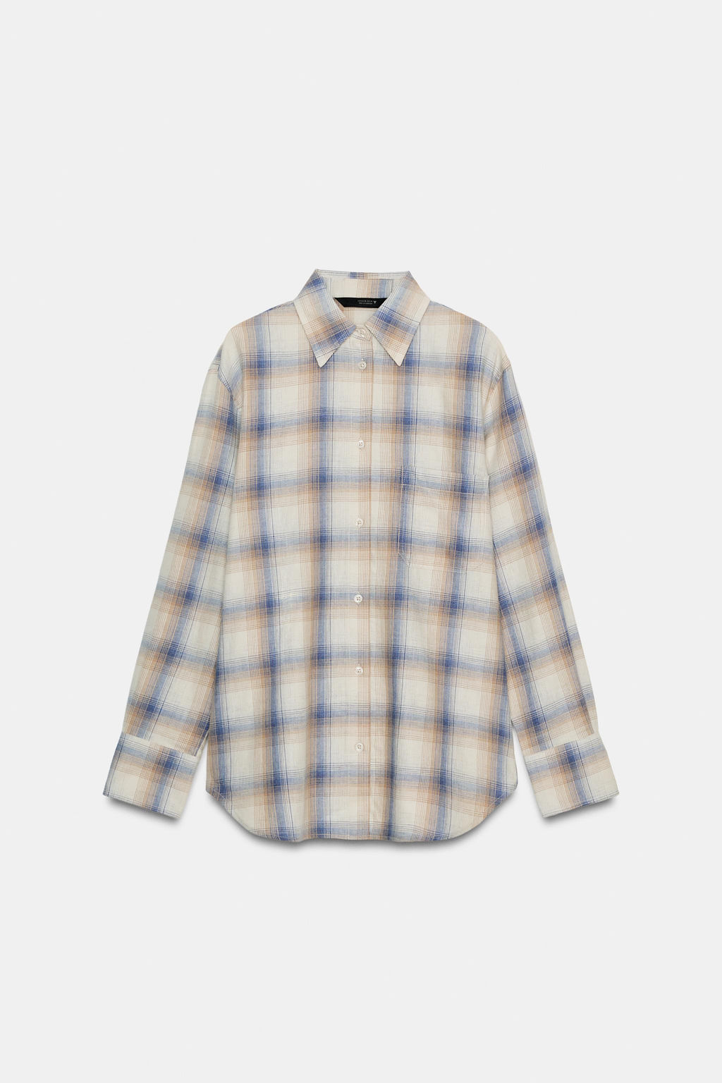 OVERSIZE CHECK SHIRT WITH POCKET - Zara фото 3