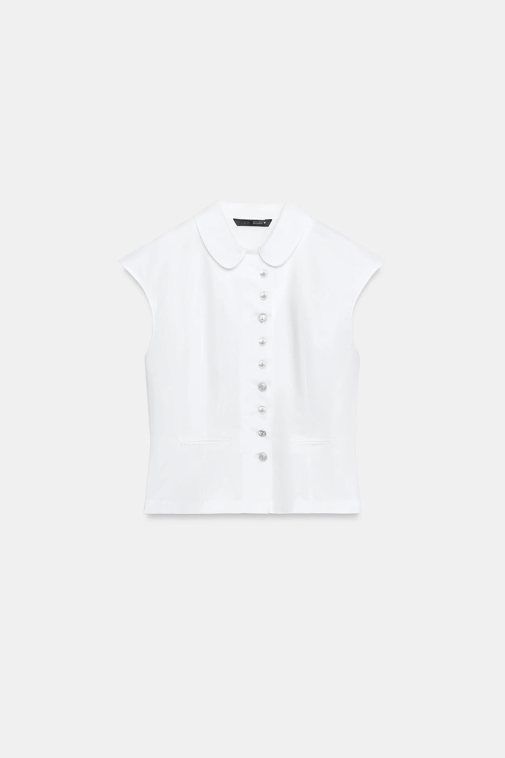 TOP GABARDINA BOTONES / Blanco