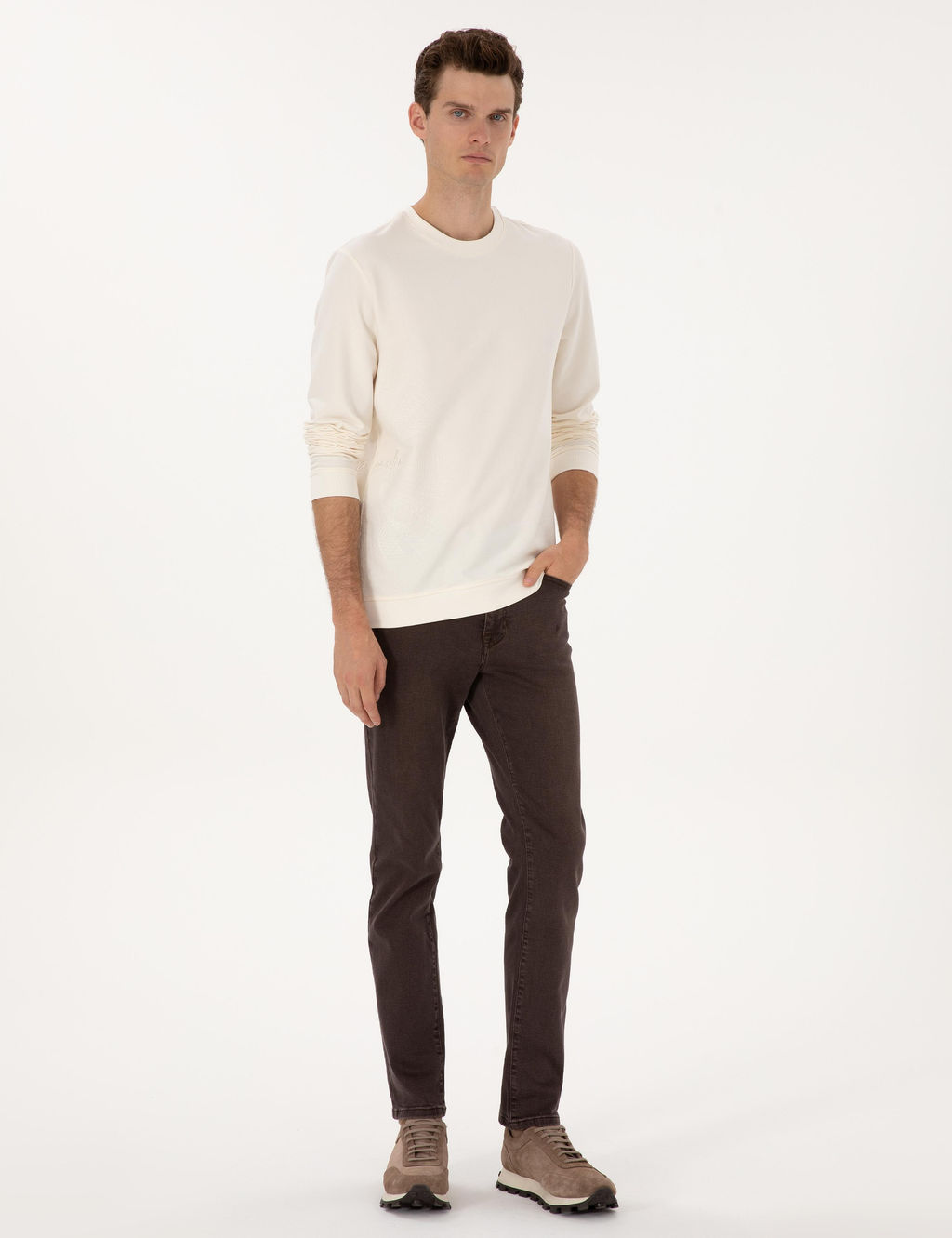 Kahverengi Slim Fit Jean Pantolon