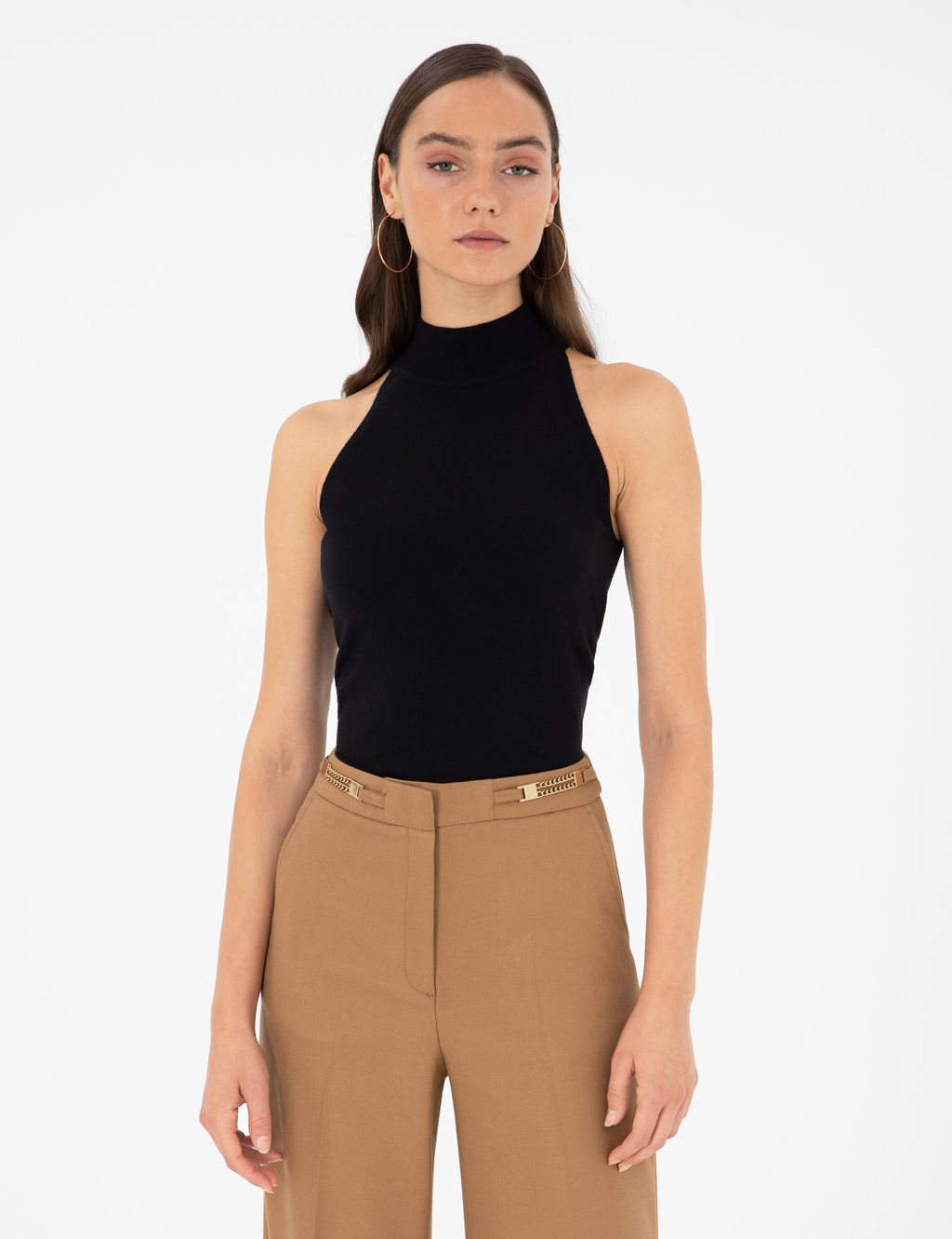 Блузка Pierre Cardin Slim Fit черная трикотажная