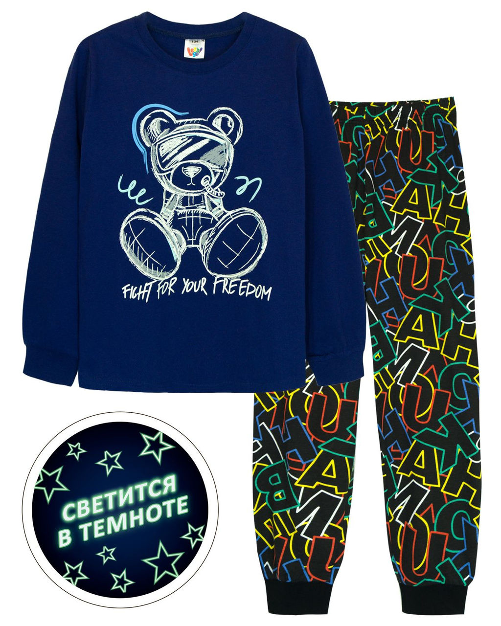 -10%! Пижама для мальчика 92224 т.синий/цветные буквы 870 Lets go - Let's go фото 3