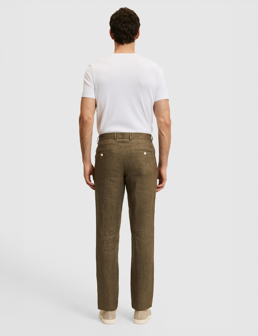 Haki Slim Fit Beli Lastikli %100 Keten Pantolon