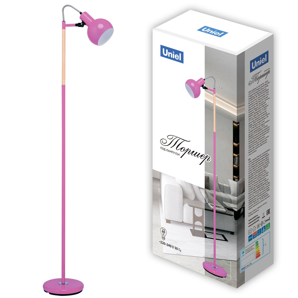 UML-T702 E14 PINK Торшер напольный под лампу Е14, 60W, с регулировкой наклона. Механический выключатель. Розовый. ТМ Uniel - Volpe фото 19