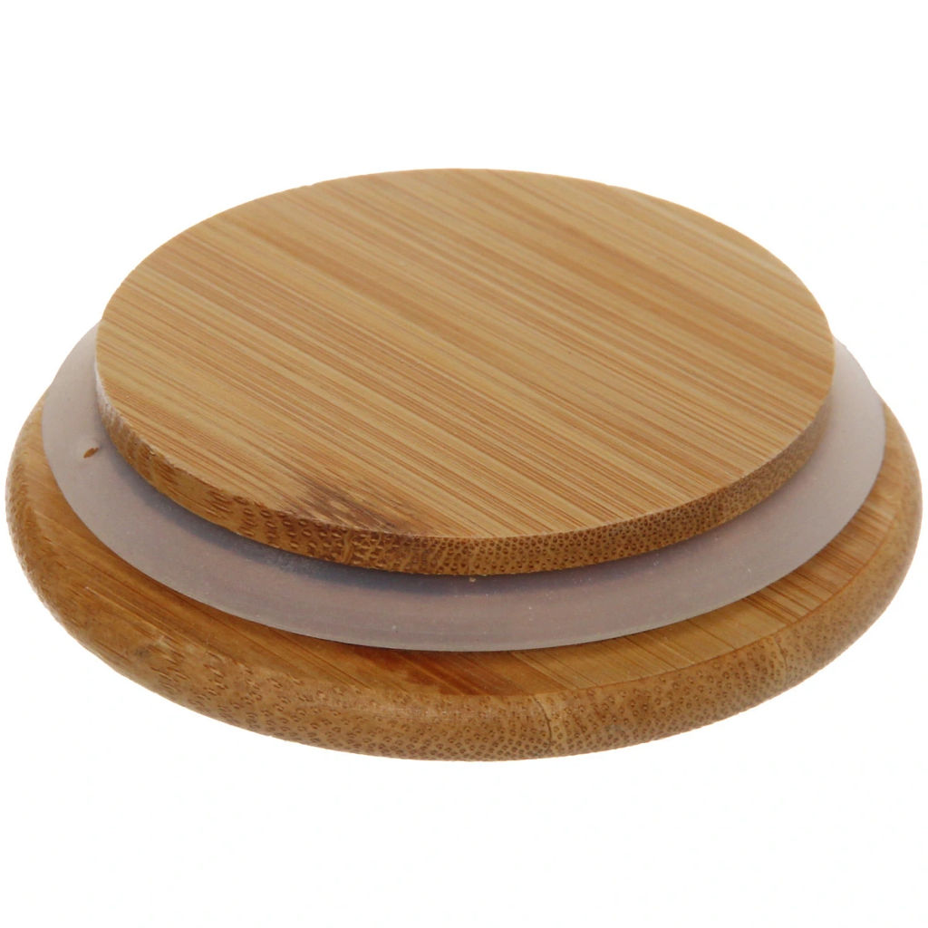 Стакан стеклянный с двойными стенками 250мл "Хай-Тек" с бамбуковой крышкой