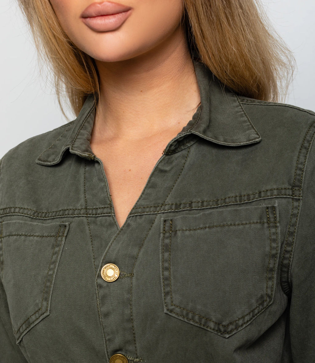 Джинсовое платье #КТ9199 (1), серо-зелёный - Dommod фото 5