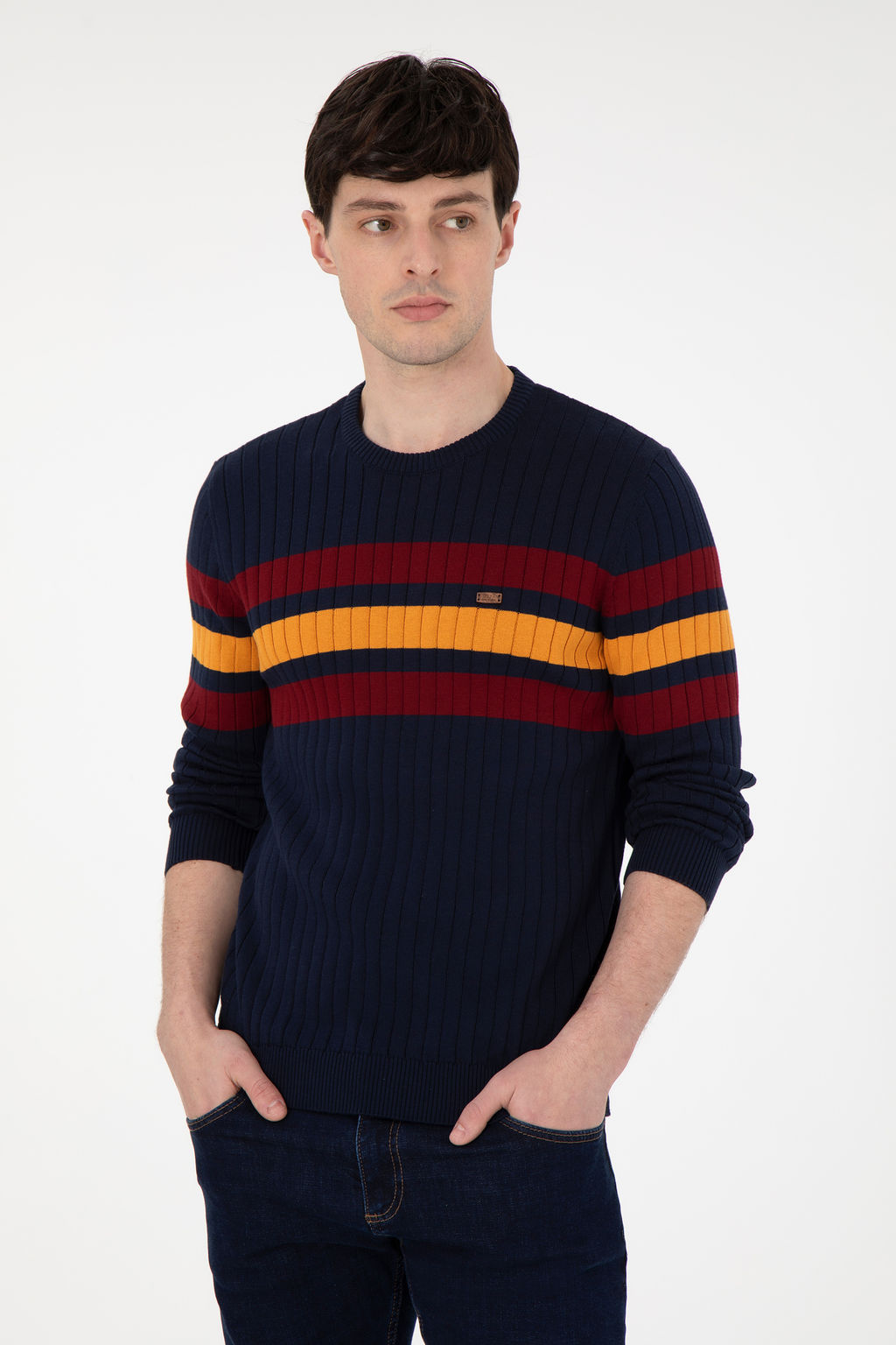 Erkek Slim Fit Bisiklet Yaka Lacivert Kazak - U.s. polo assn фото 8
