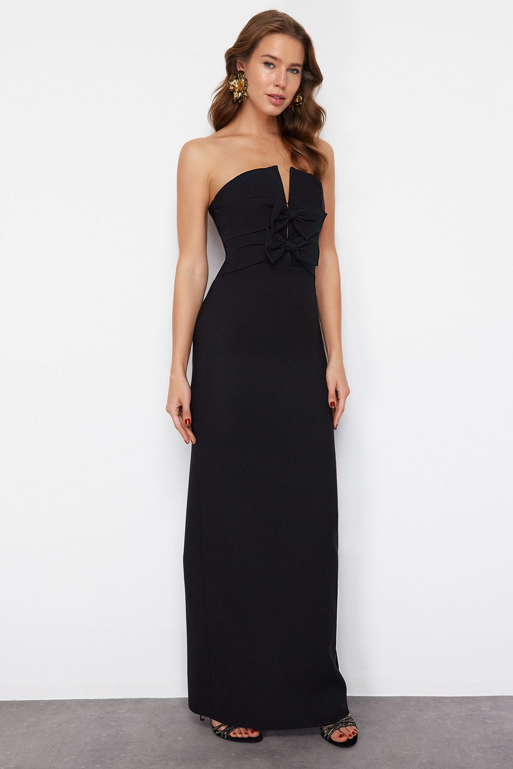 TRENDYOLMILLA K?rm?z? Fiyonk Detayl? Dokuma Uzun S?k Abiye Elbise TPRSS24AE00073  фото 20