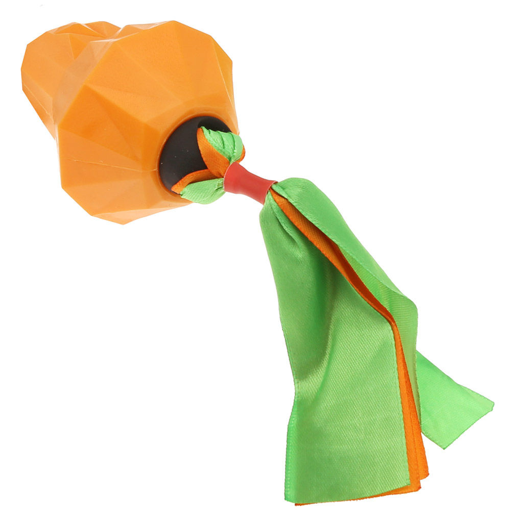 Игрушка для собаки Груша д6,5см h10,5см, резиновая, с пищалкой, с лентами, на картоне, цвета в ассортименте: оранжевый, фисташковый (Китай) - Pet toys фото 4
