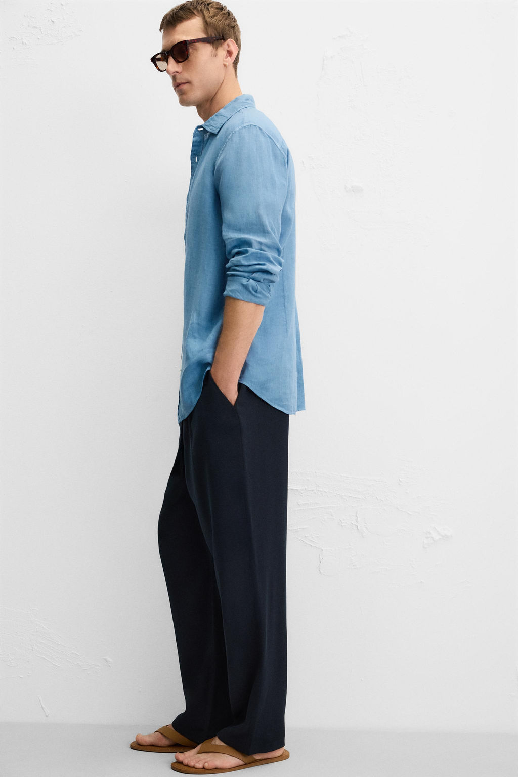 RELAXED FIT LYOCELL TROUSERS - Zara фото 6
