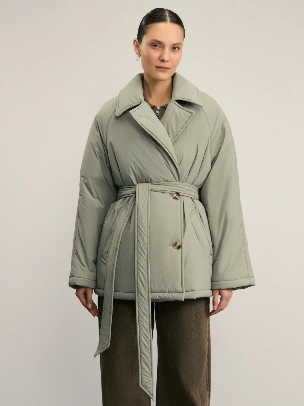 Куртка стеганая с поясом / Zarina  фото 6