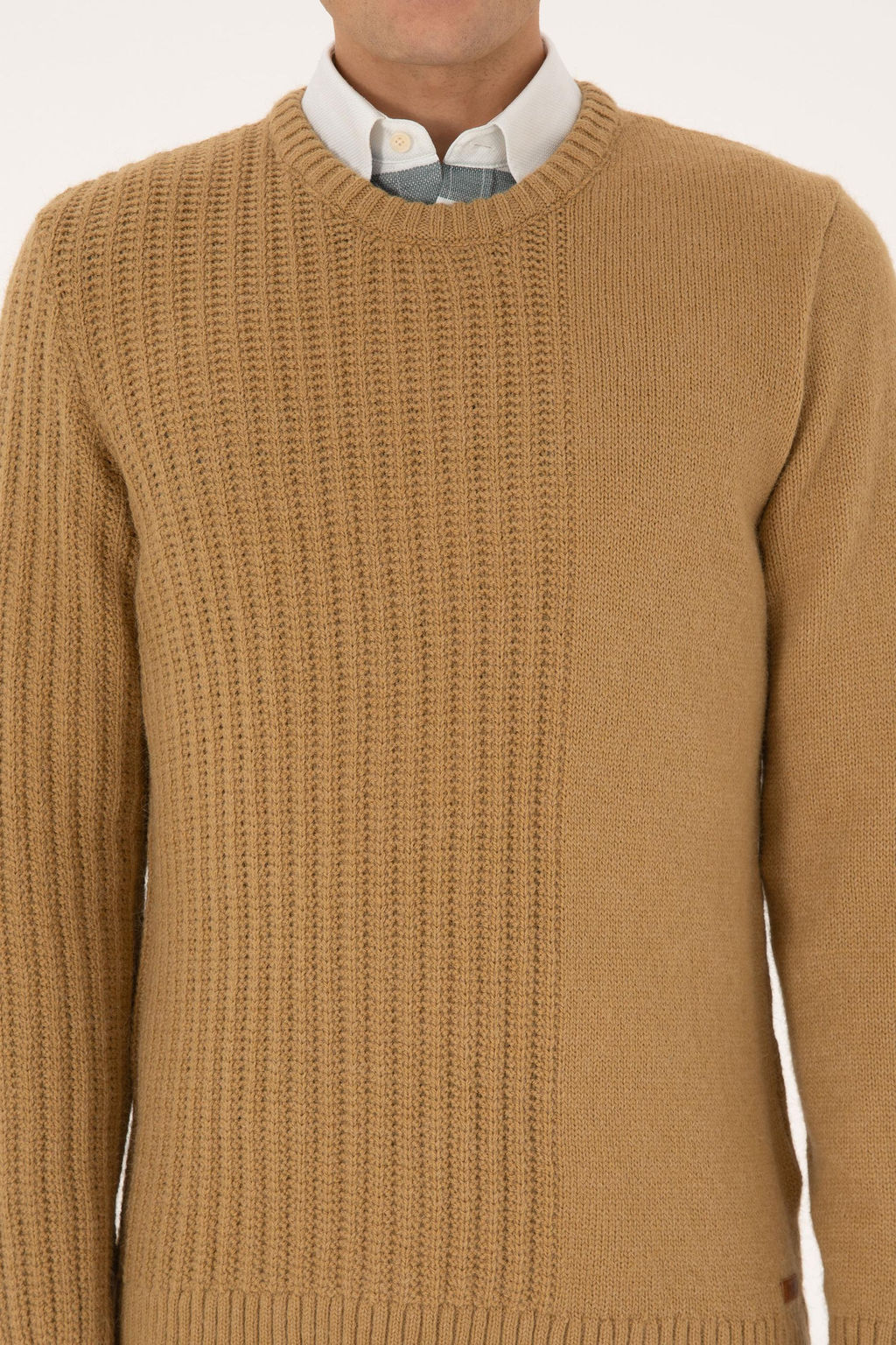 Erkek Comfort Fit Bisiklet Yaka Hardal Kazak - U.s. polo assn фото 6
