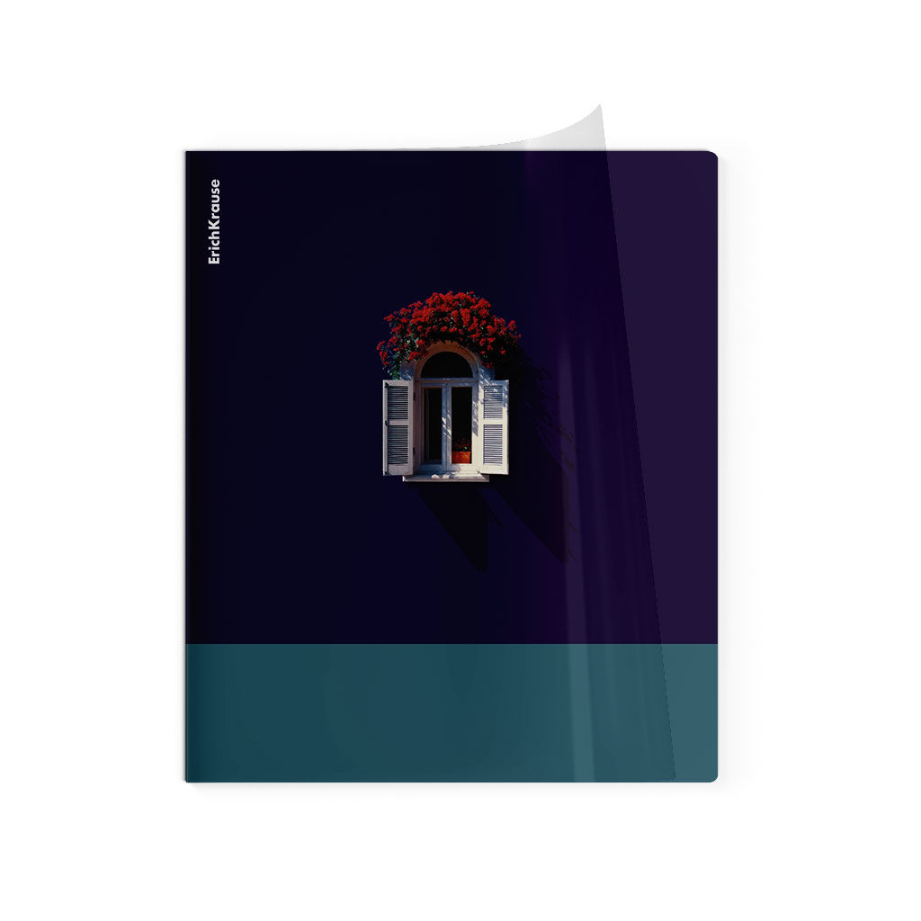 АКЦИЯ Цена за 5 шт. Тетрадь общая ученическая с пластиковой обложкой на скобе ErichKrause CoverPrо fizzy, Floral Window, А5+, 48 листов, клетка