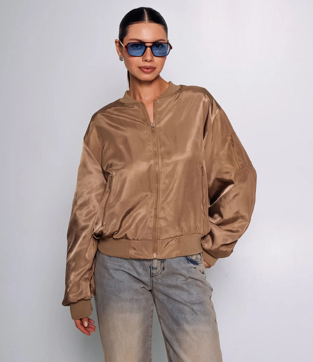 Бомбер #КТ2566, тёмно-бежевый