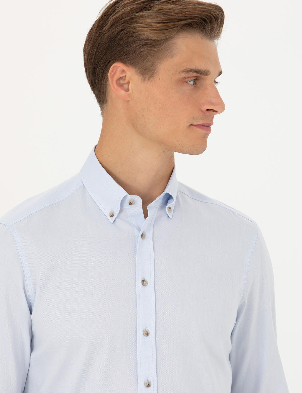 Голубая зауженная рубашка с длинным рукавом - Cacharel фото 2